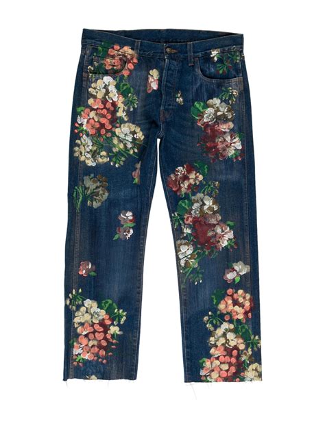 gucci hand painted floral jeans|gucci jeans online.